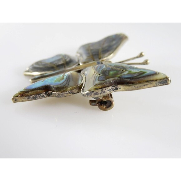 Vintage Butterfly Pin Abalone Inlay Sterling Silver Taxco Mexico RS 925 - Picture 2 of 6